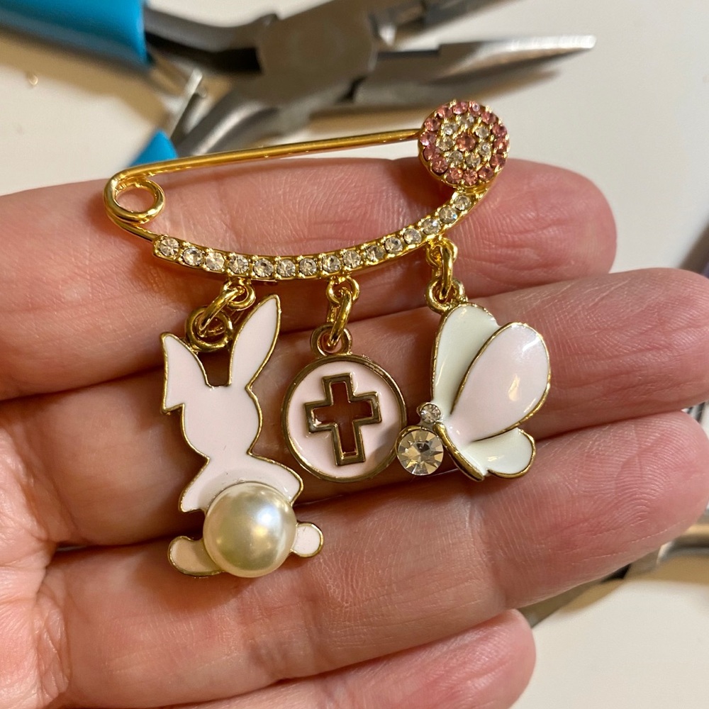 Adorable handmade Christian baby pin